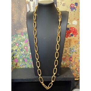 Thick Gold Plated Mariner Anchor Link Chain Necklace Long Statement Multi VTG